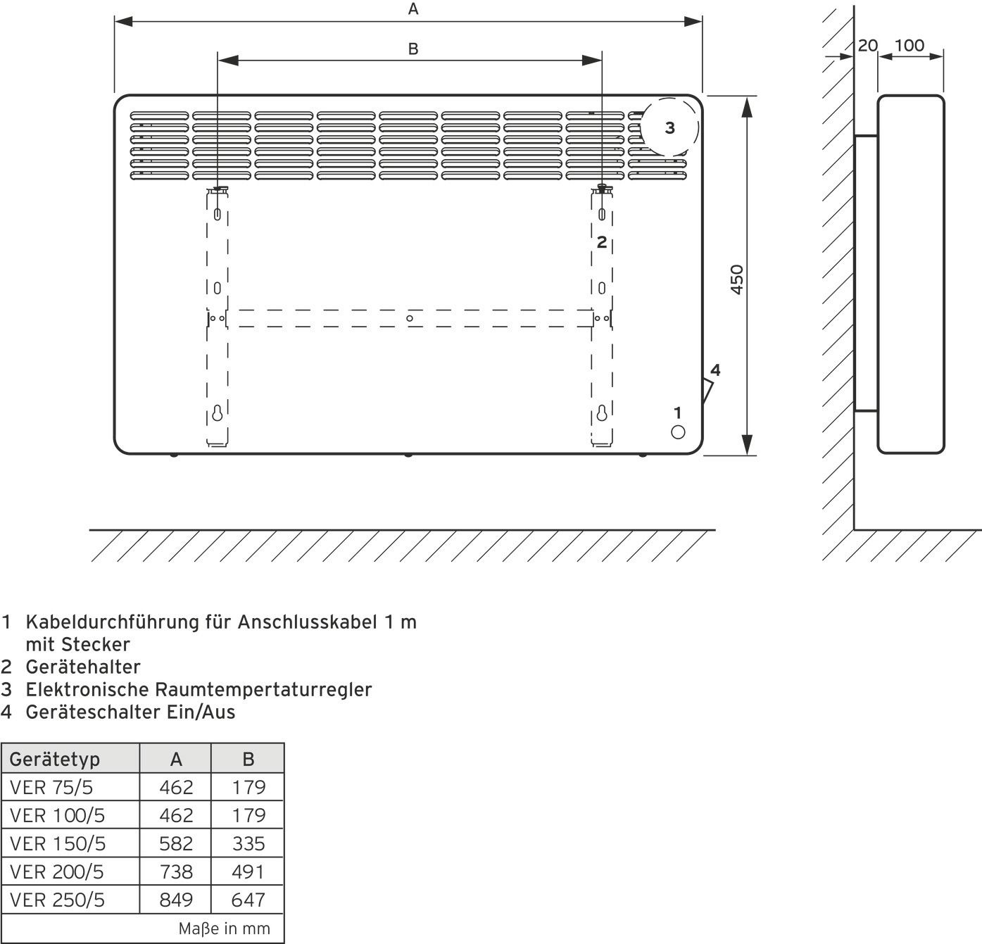 Vaillant Elektro-Direktheizgerät eloMENT VER 200/5, 2 kW, weiß