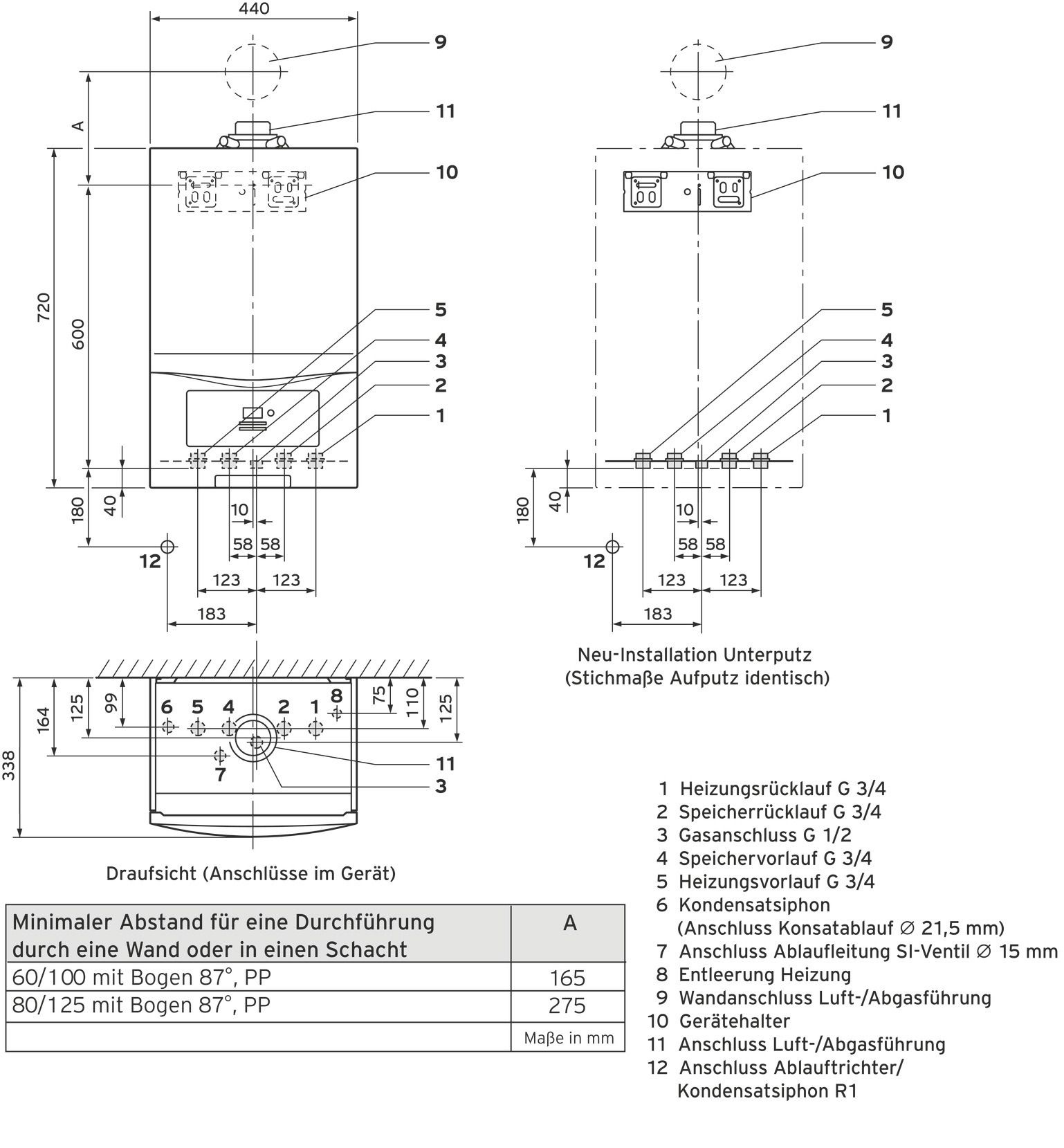 Vaillant Gas-Wandheizgerät ecoTEC pure VC 146/7-2, Erdgas E, mit Brennwerttechnik