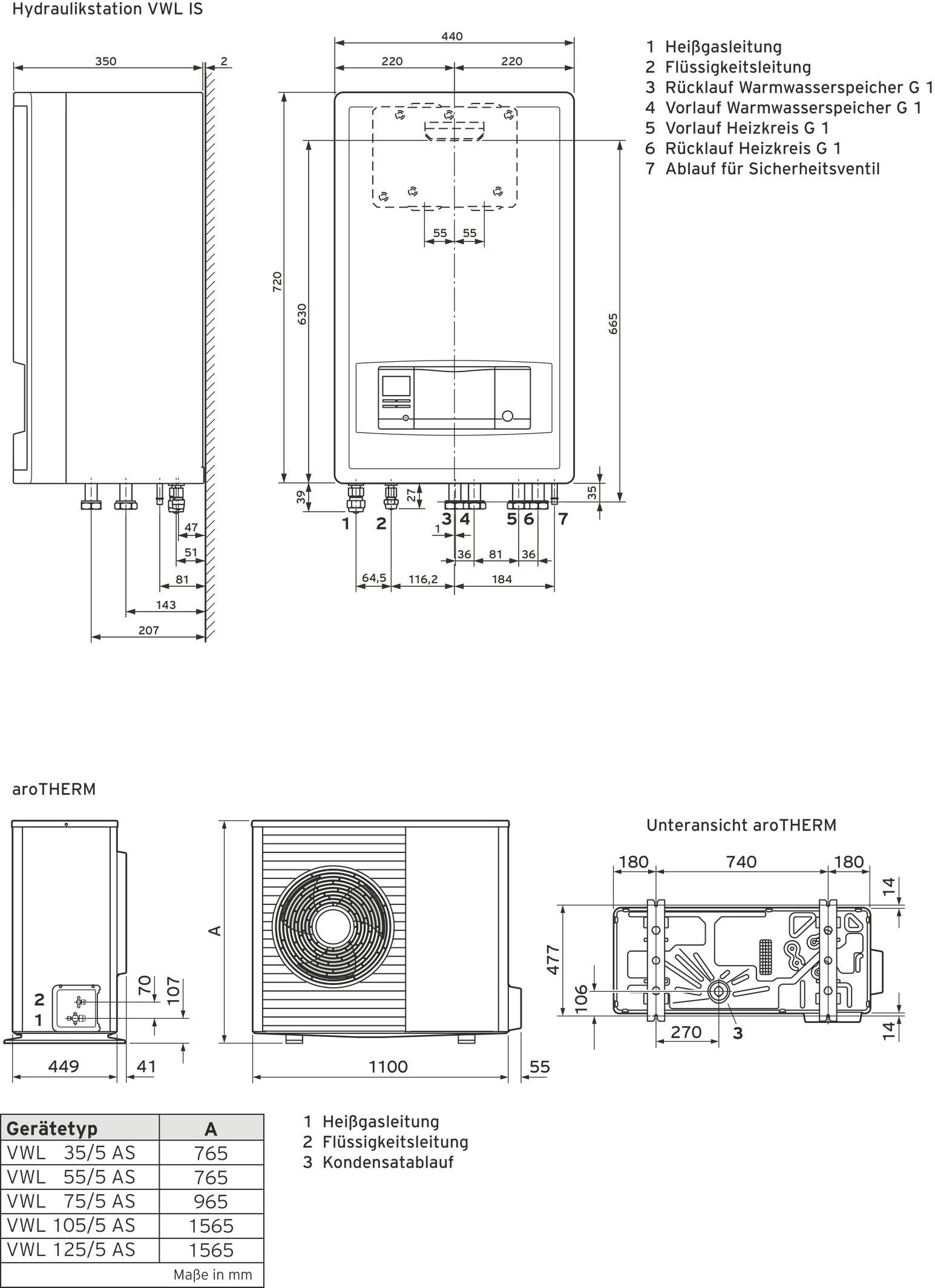 Vaillant Heizungswärmepumpe aroTHERM VWL 55/5 AS S2 mit VWL 57/5 IS
