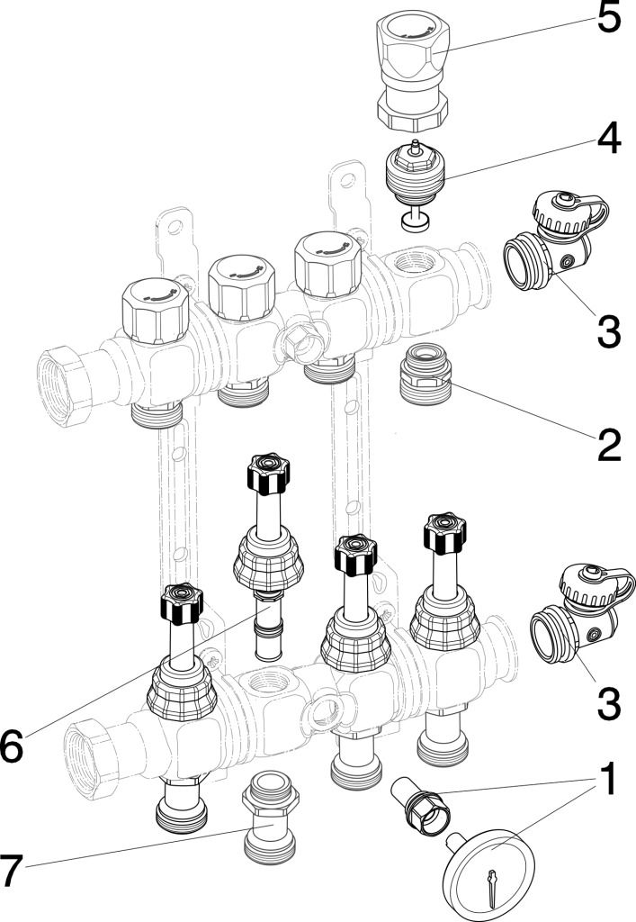 Viega Heizkreisverteiler Fonterra 1010 6-fach, flachdichtend, Edelstahl