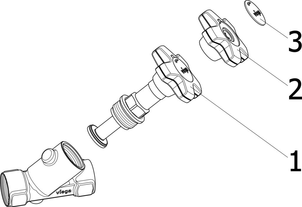 Viega Schrägsitzventil Easytop 2230.53 DN 25, Rp 1, Siliziumbronze, für Wasserzählerbügel