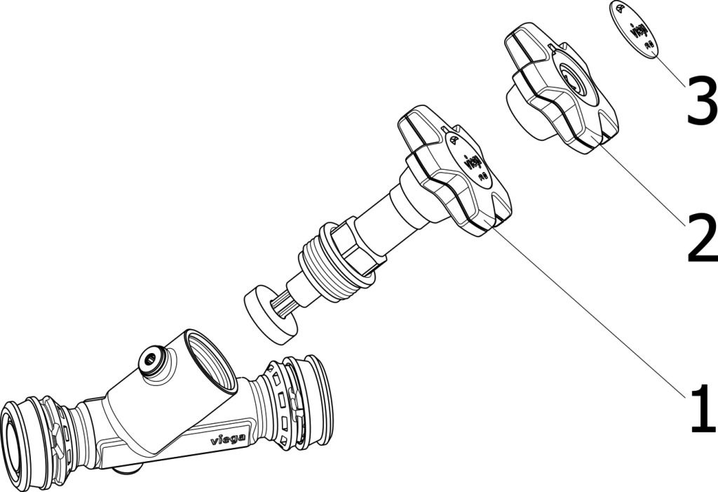 Viega KRV-Schrägsitzventil Easytop 5338.5 DN 40, 50 mm, mit SC-Contur, Siliziumbronze