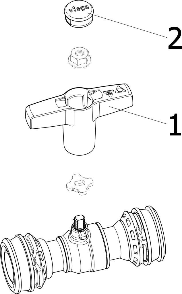 Viega Kugelhahn Easytop 5375 DN 40, 50 mm, Siliziumbronze, SC-Contur, Raxofix-Pressanschluss