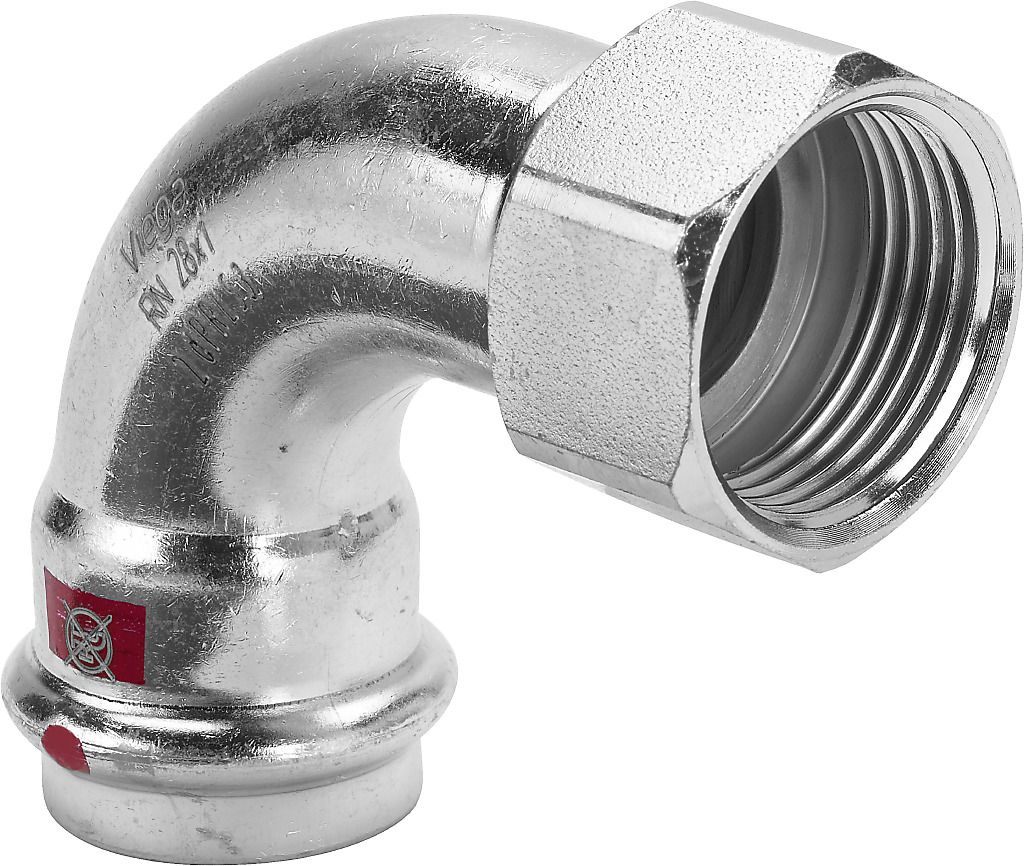 Viega Bogen Prestabo 1114.5 28 mm x Rp 1, 90°, Stahl unlegiert, SC-Contur, Mehrkant