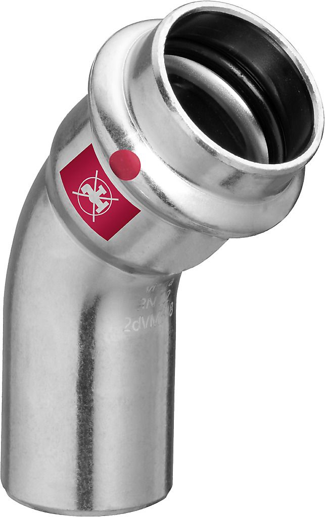 Viega Bogen Prestabo 1126.1 22 mm, 45°, Stahl unlegiert, SC-Contur, Einsteckende