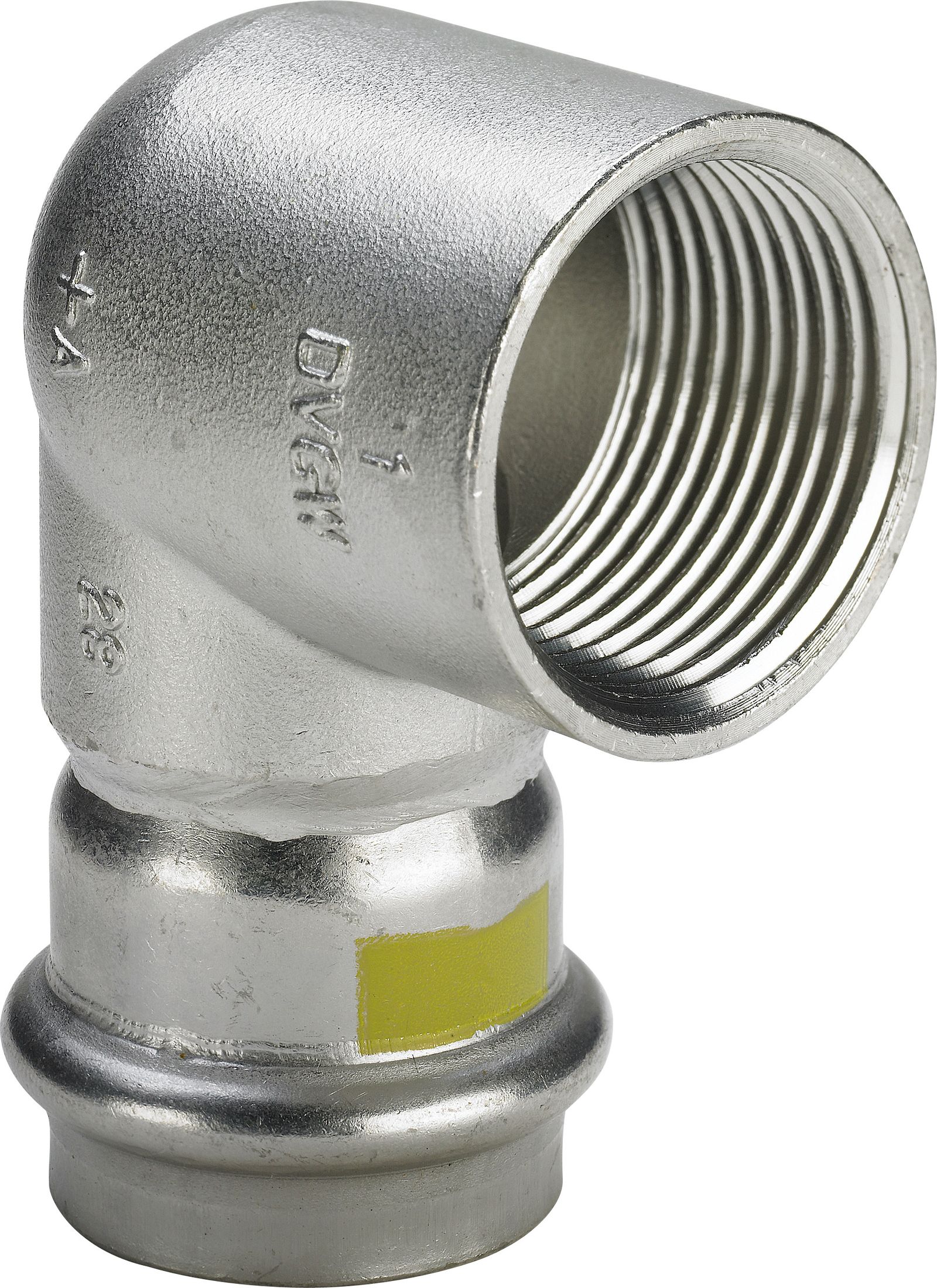 Viega Winkel Sanpress Inox G 0214.2 18 mm x Rp 1/2, 90°, Stahl nichtrostend, SC-Contur