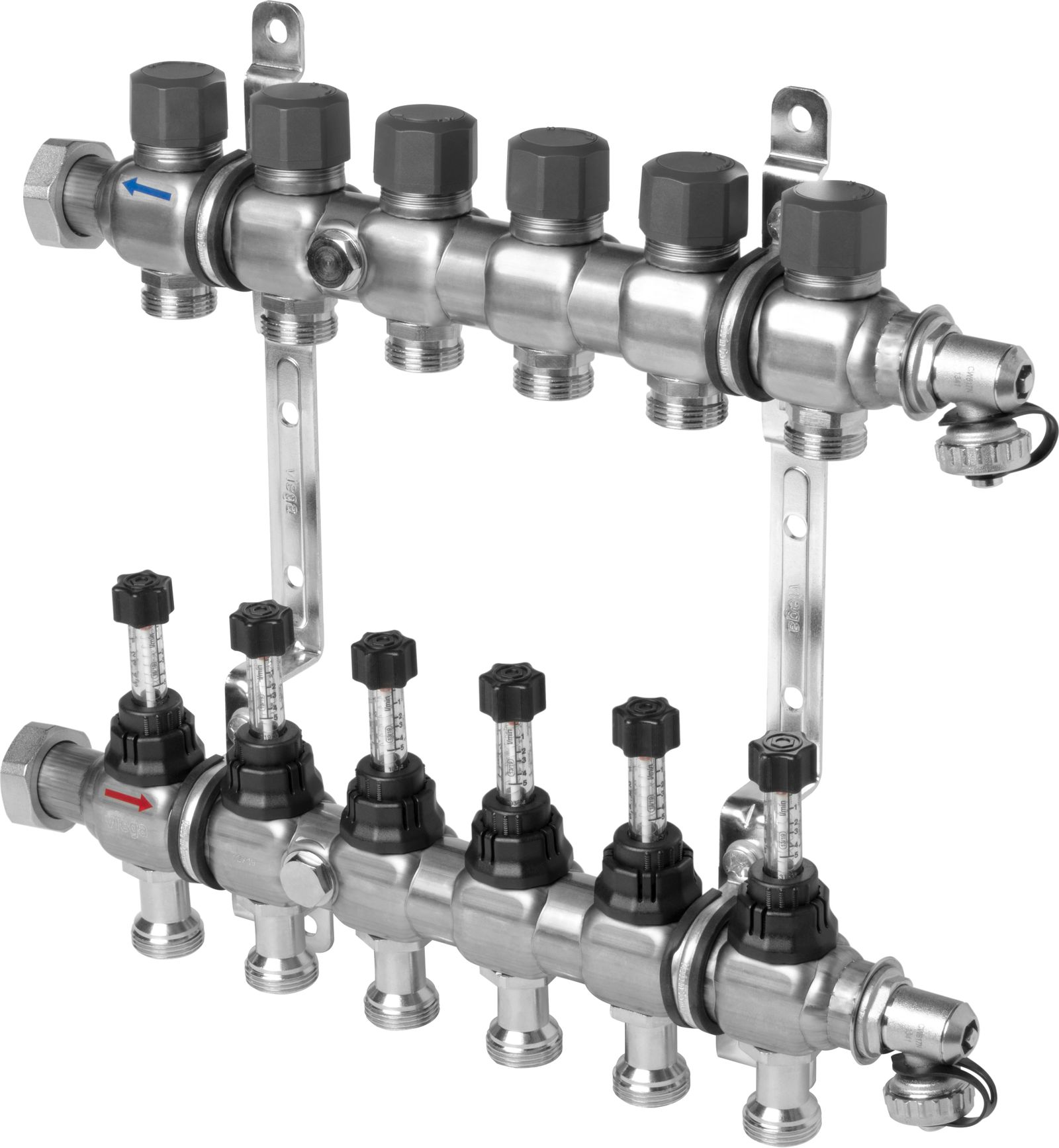 Viega Heizkreisverteiler Fonterra 1010 6-fach, flachdichtend, Edelstahl