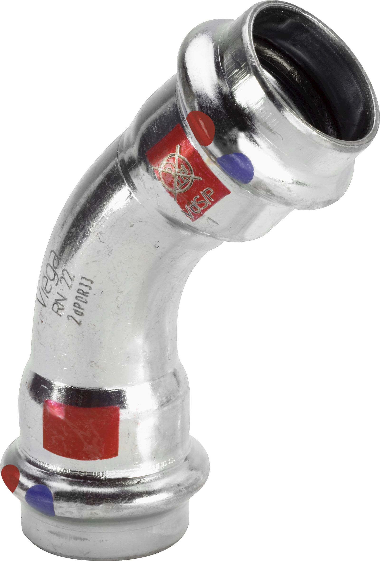 Viega Bogen Prestabo 1126LF 15 mm, 45°, Stahl unlegiert, SC-Contur, labs-frei