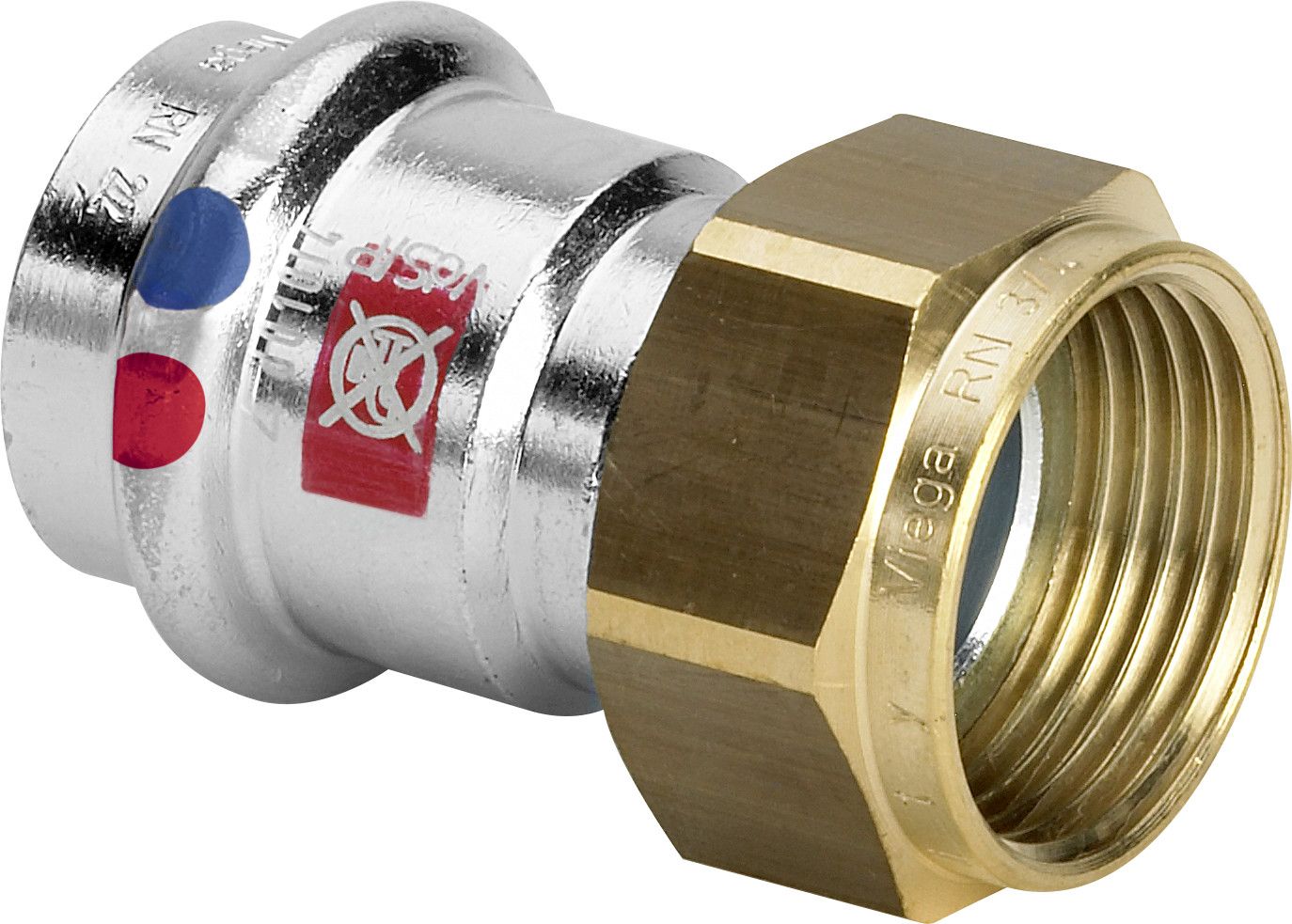 Viega Anschlussverschraubung Prestabo 1163LF 42 mm x G 1 3/4, flachdichtend, mit SC-Contur, Labs-frei