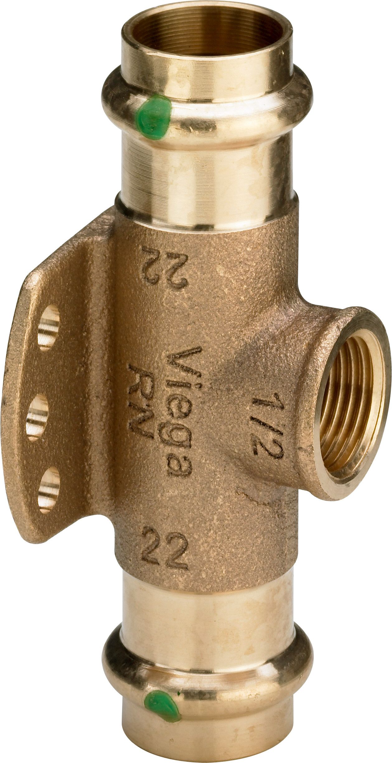 Viega Wandscheiben-T-Stück Sanpress 2217.3 15 mm x Rp 1/2 x 15 mm, Siliziumbronze, SC-Contur