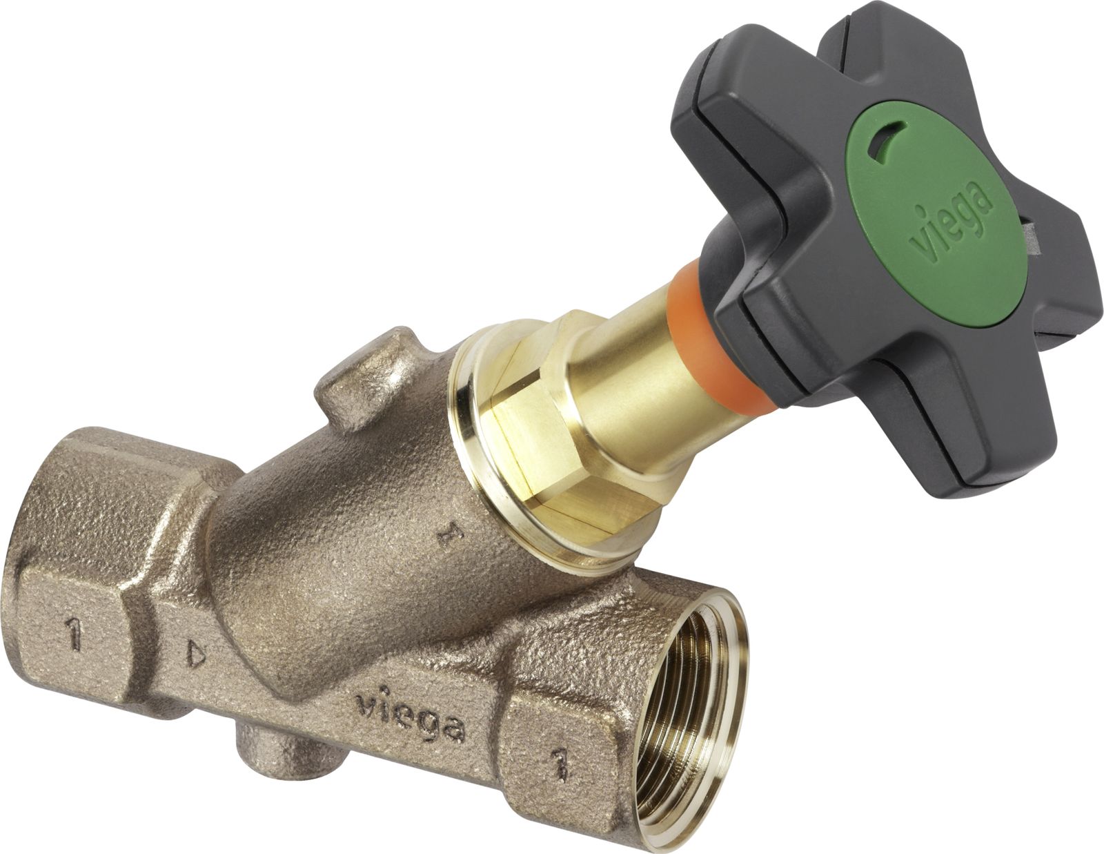 Viega Schrägsitzventil Easytop 2230.53 DN 25, Rp 1, Siliziumbronze, für Wasserzählerbügel