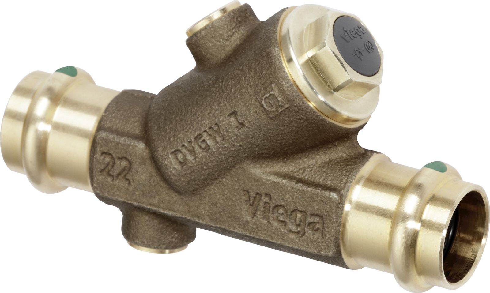 Viega Rückflussverhinderer Easytop 2239.4 DN 50, 54 mm, mit SC-Contur, mit Pressanschlüssen, Siliziumbronze