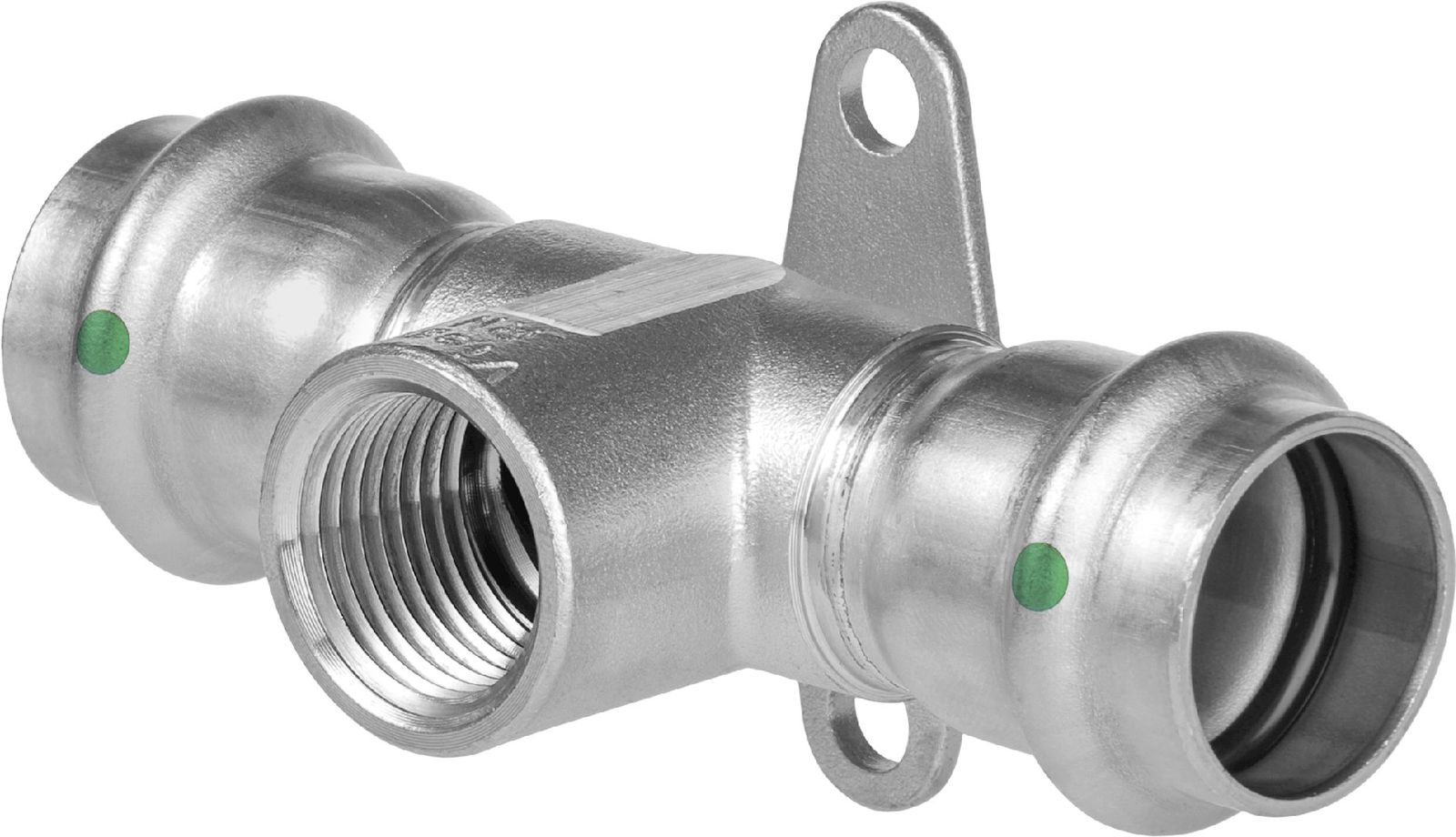 Viega Wandscheiben-T-Stück Sanpress Inox 2317.3 15 mm x Rp 1/2 x 15 mm, Stahl nichtrostend, SC-Contur