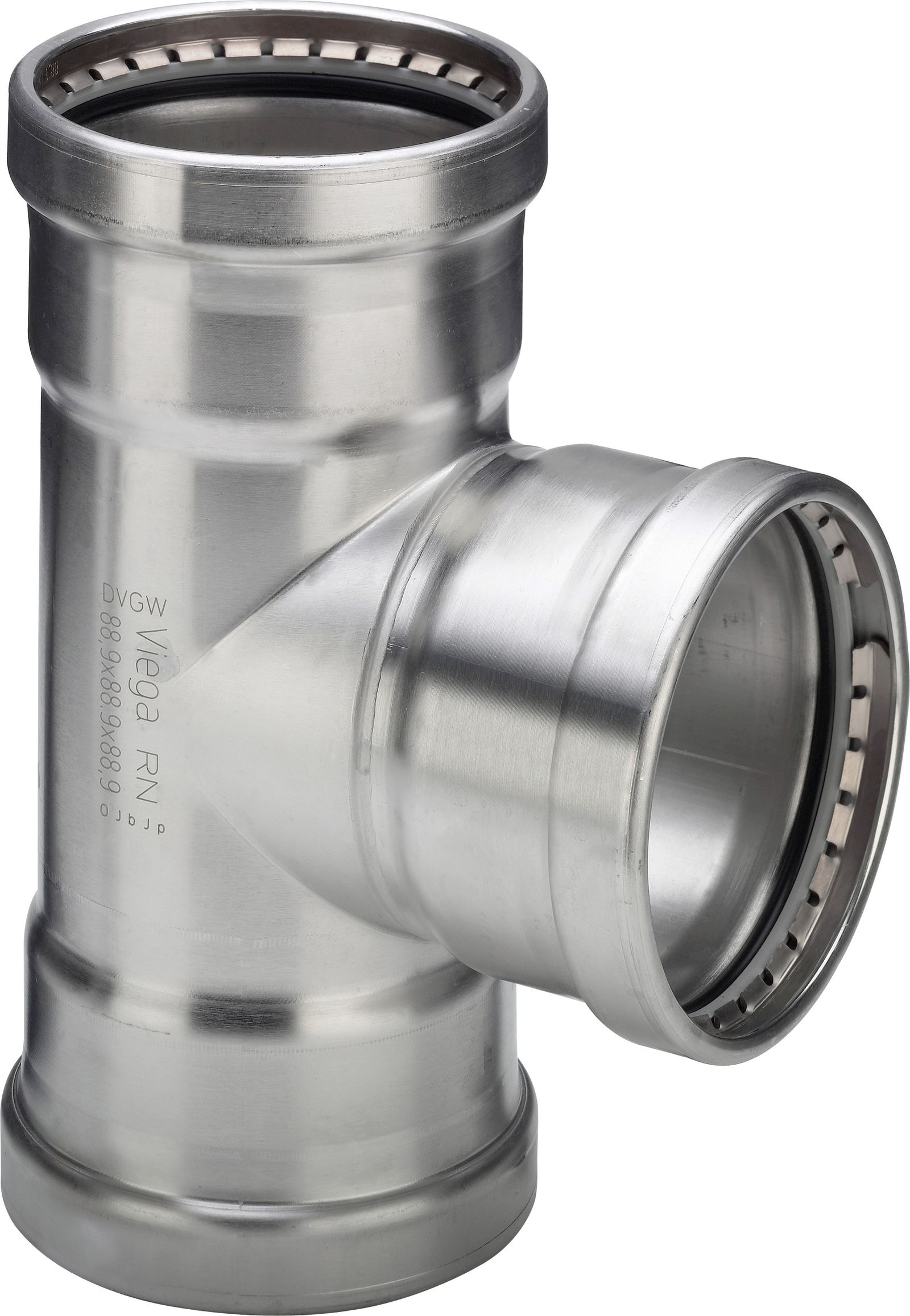 Viega T-Stück Sanpress Inox 2318XLLF 108 x 54 x 108 mm, mit SC- Contur, labs-frei