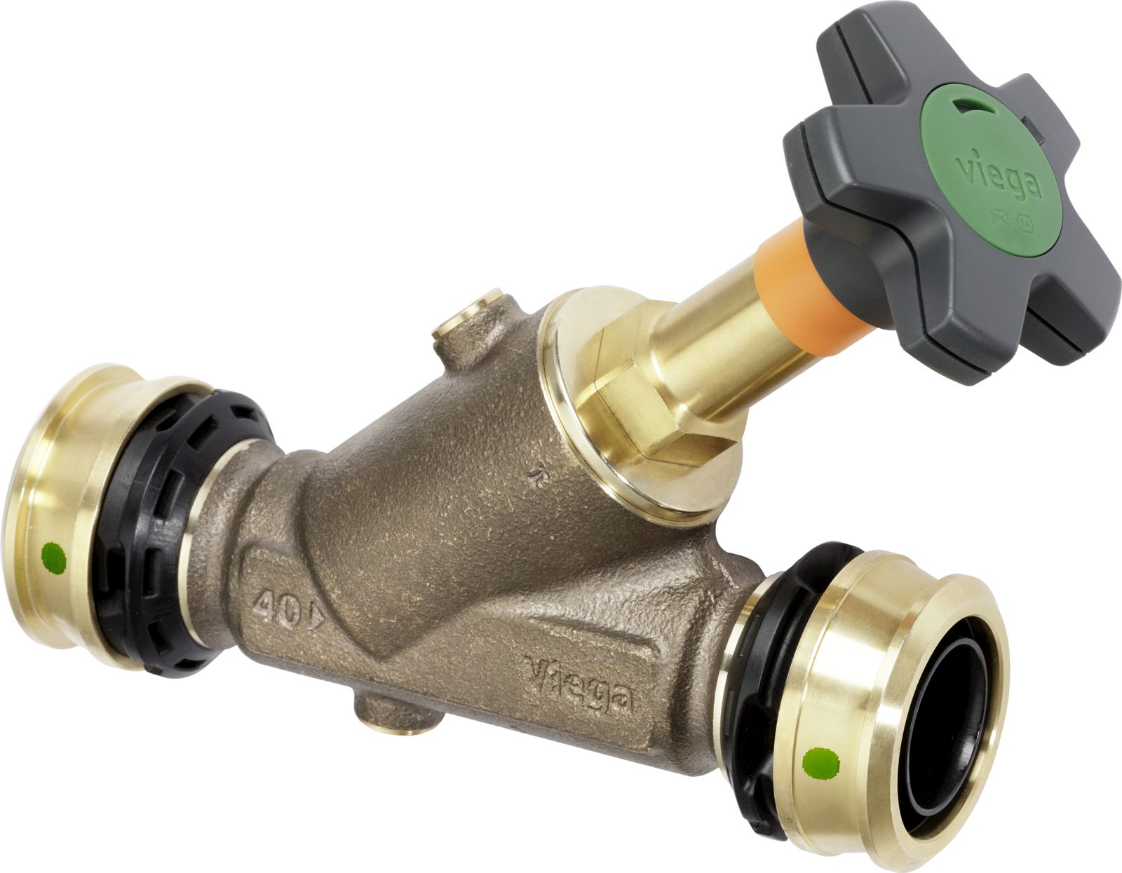 Viega KRV-Schrägsitzventil Easytop 5338.5 DN 40, 50 mm, mit SC-Contur, Siliziumbronze