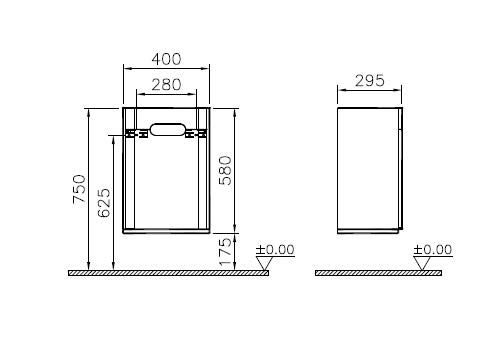 VitrA Bad Halbhochschrank Sento 40x29,5x58cm, Türanschlag rechts, fjordgrün matt, Dekor