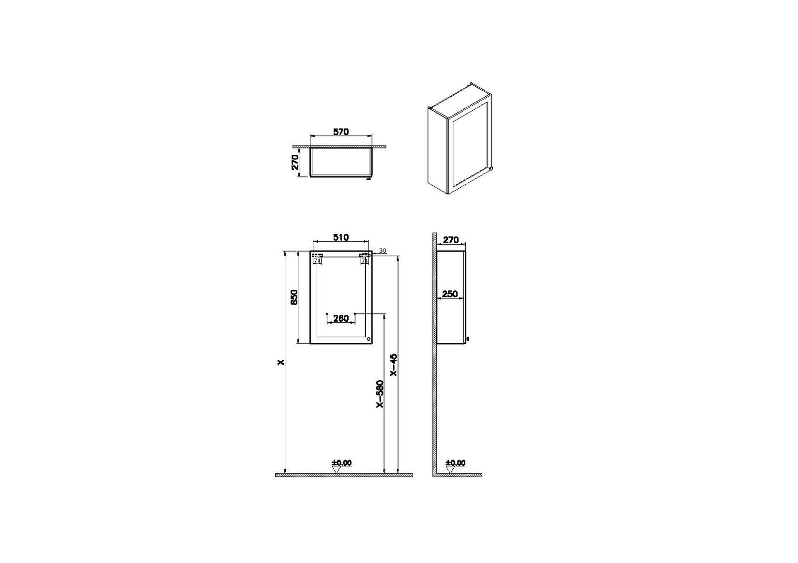VitrA Bad Oberschrank Root Classic 57x27x85cm, 1 Tür, Türanschlag links, Korpus Weiß Matt