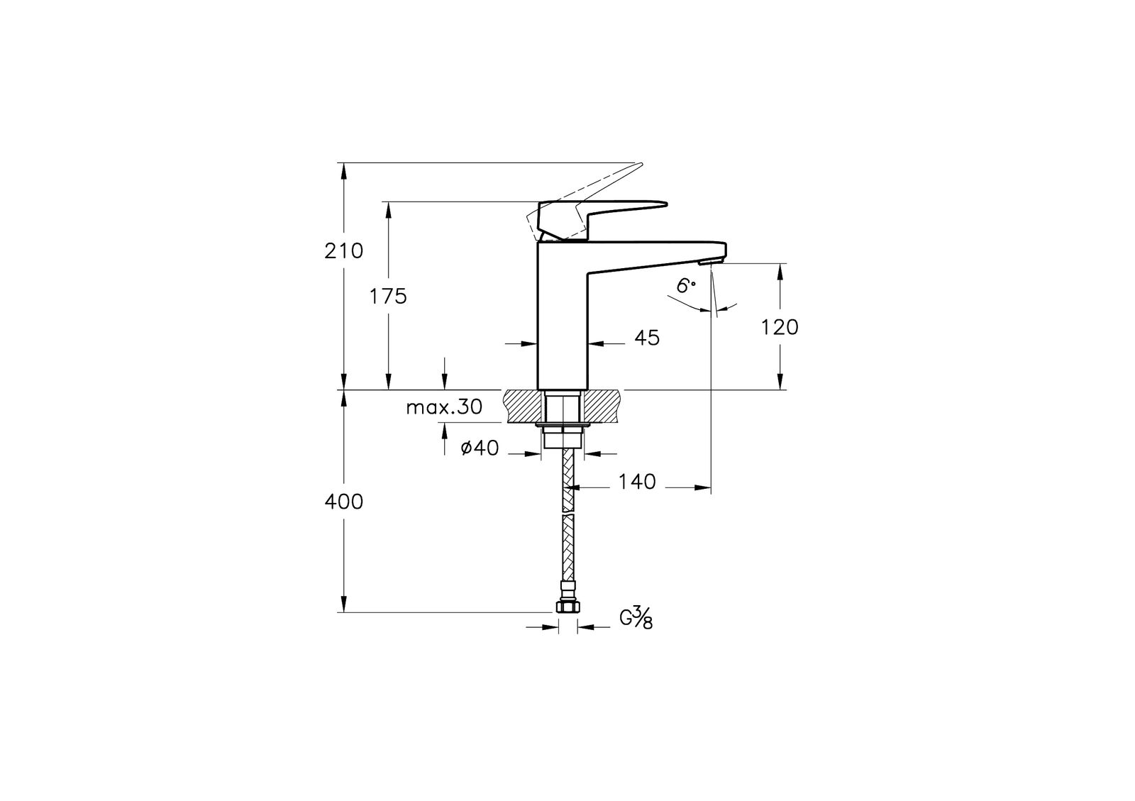 VitrA Bad Waschtisch-Einhebelmischer Root Square Ausladung 140mm, Einlochmontage, ohne Ablaufgarnitur, schwarz matt