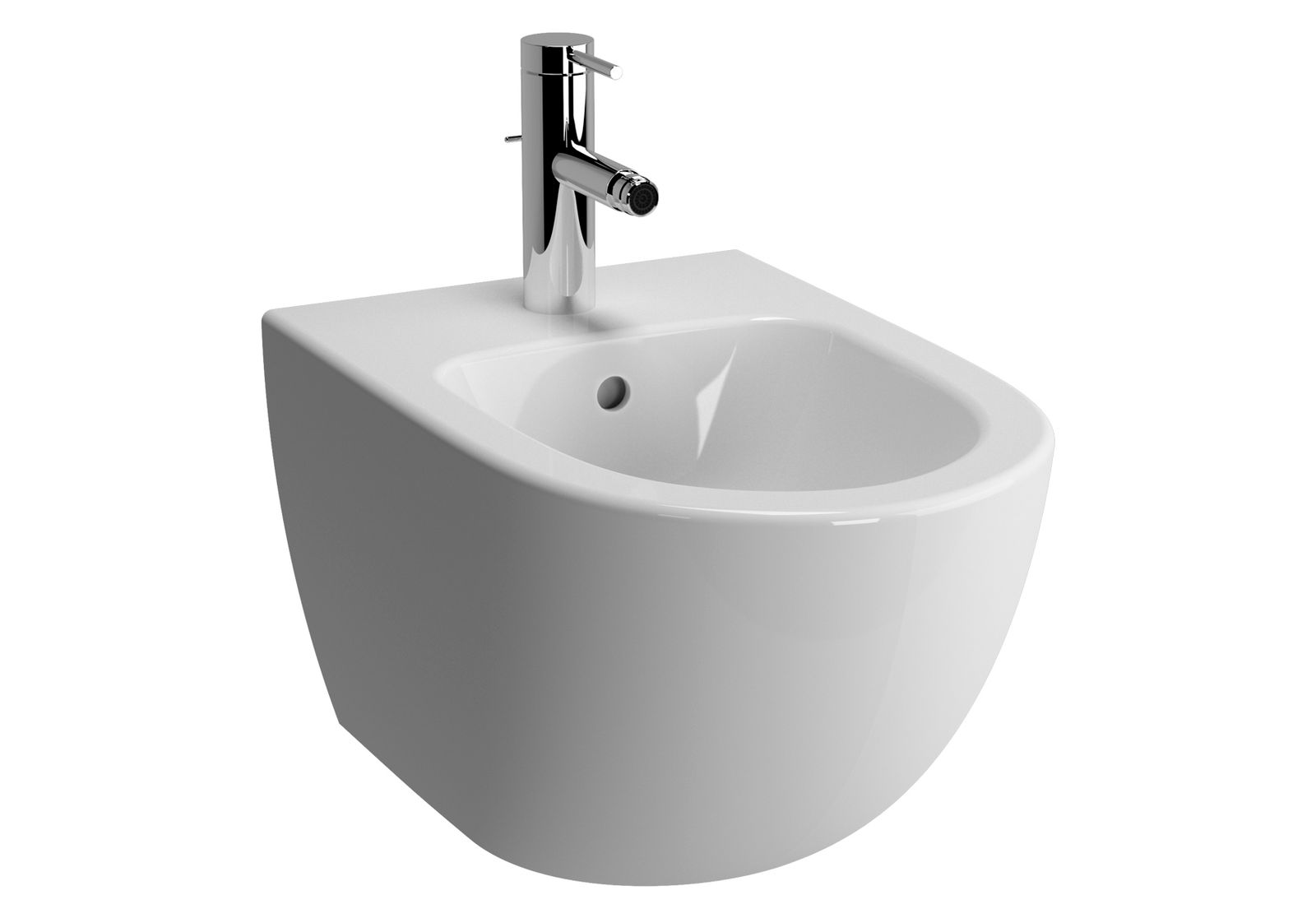 VitrA Bad Wand-Bidet Sento 36,5x54cm, mit Überlauf, 1 Hahnloch mittig, Weiß Hochglanz