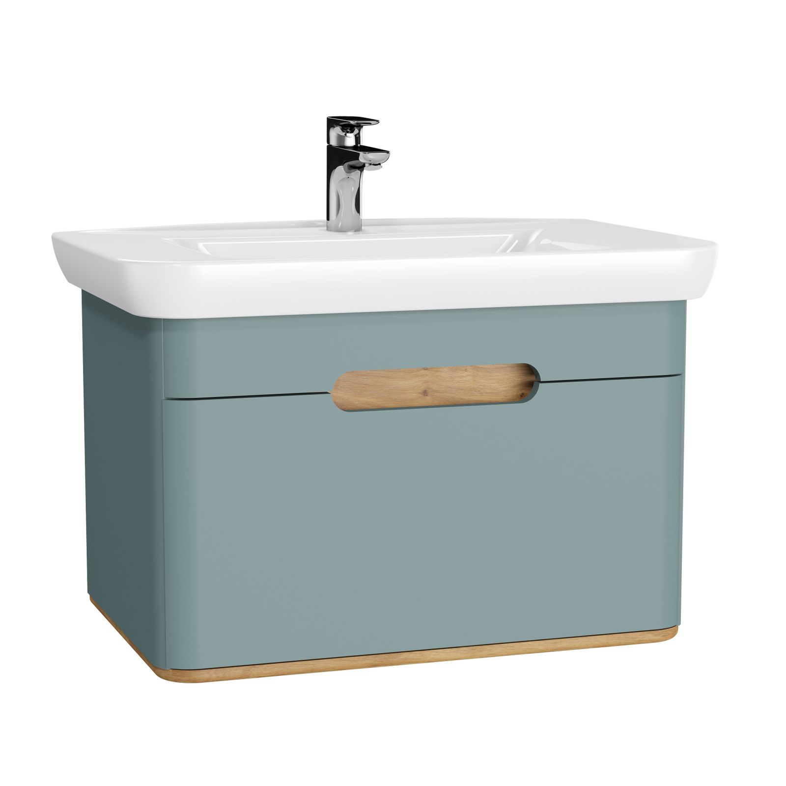 VitrA Bad Waschtisch-Möbel-Set Sento 78x48,5x52cm, 1 Vollauszug, fjordgrün matt, Dekor