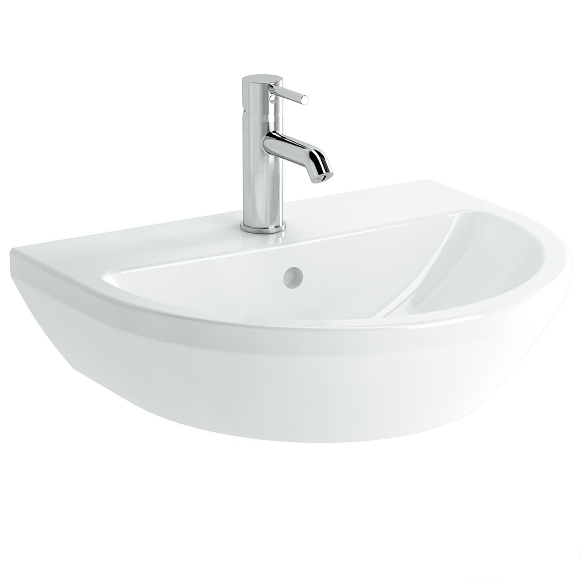 VitrA Bad Waschtisch Integra 54,5 x 45 cm, weiß hochglanz, mit Überlauf, 1 Hahnloch mittig