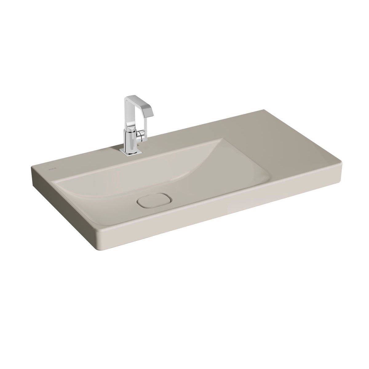 VitrA Bad Waschtisch asymmetrisch New Metropole 90x47cm, Becken links, Ablage rechts, taupe matt vc, ohne Überlaufschlitz