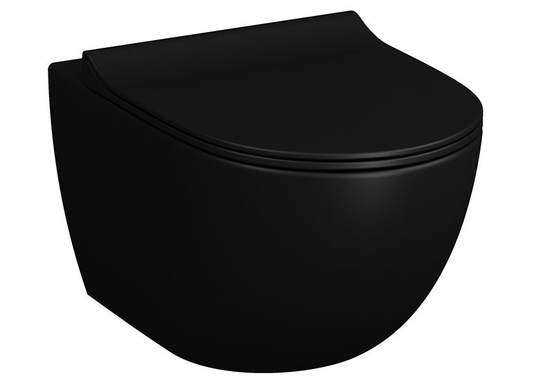 VitrA Bad Wand-Tiefspül-WC Sento Flush 2.0 36,5x54cm, 3/6 l, ohne Spülrand, schwarz matt
