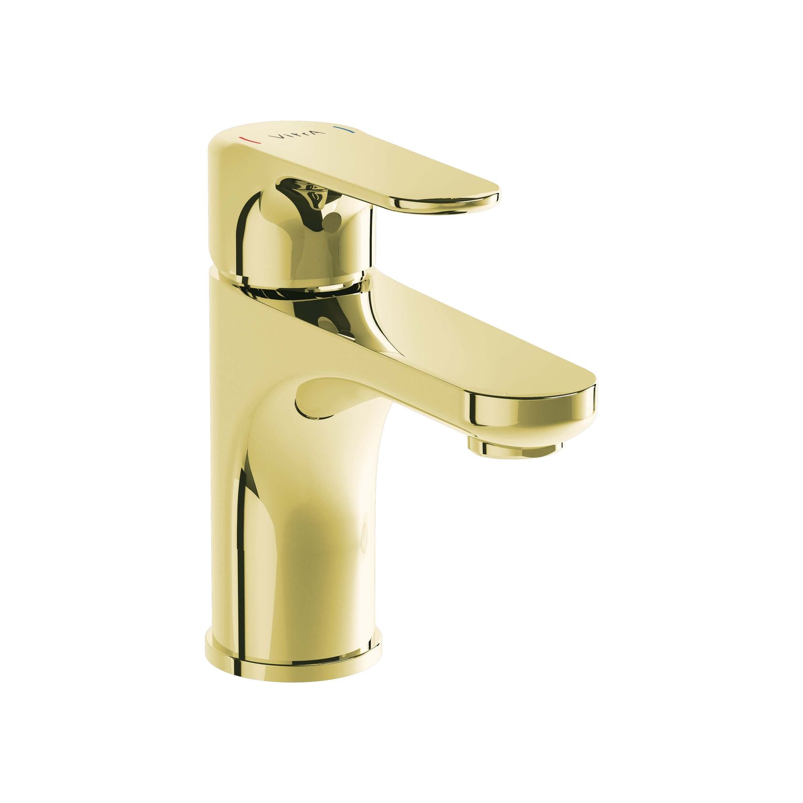 VitrA Bad Waschtisch-Einhebelmischer Root Round Ausladung 120mm, kurz, Einlochmontage, ohne Ablaufgarnitur, Gold