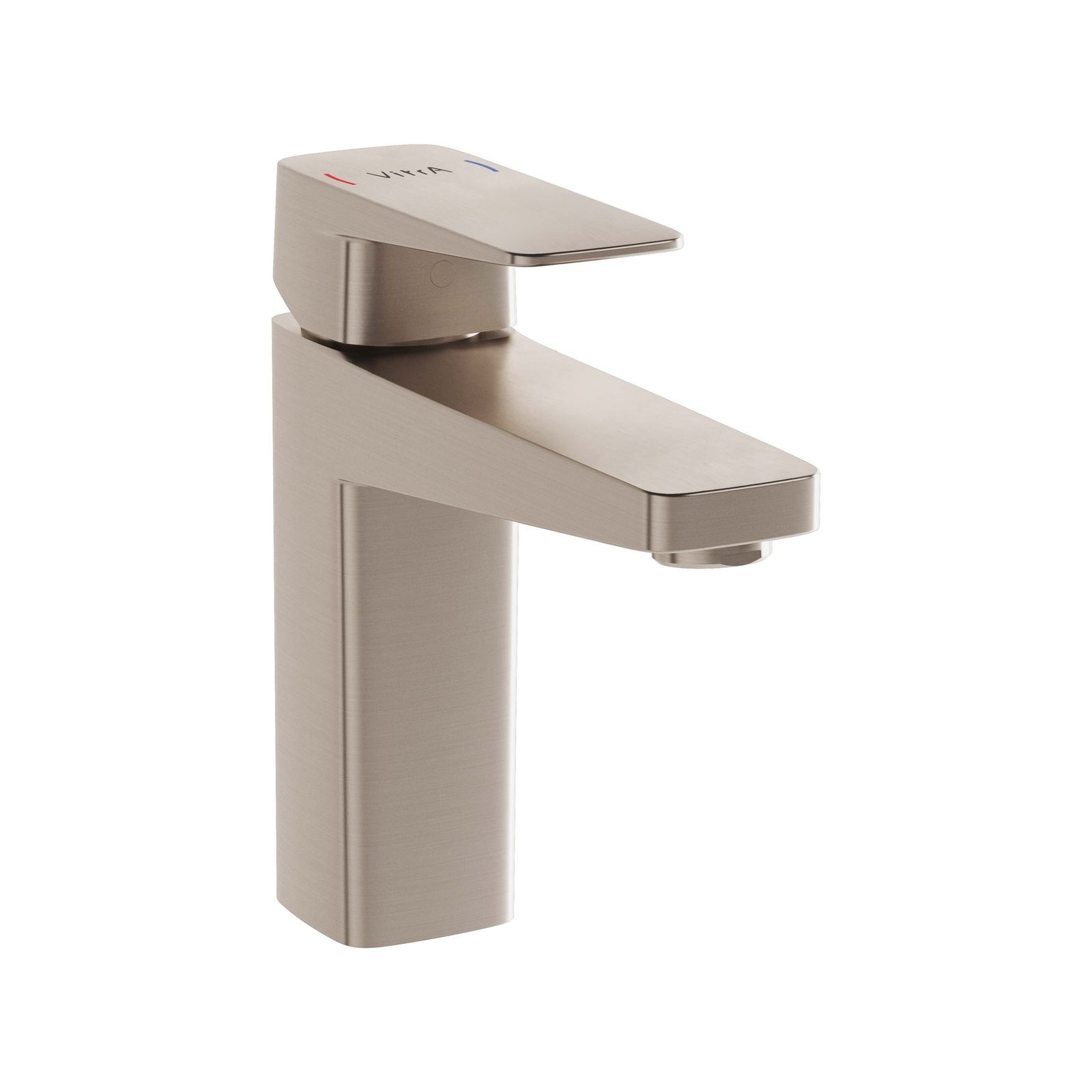 VitrA Bad Waschtisch-Einhebelmischer Root Square Ausladung 140mm, Einlochmontage, ohne Ablaufgarnitur, Nickel gebürstet