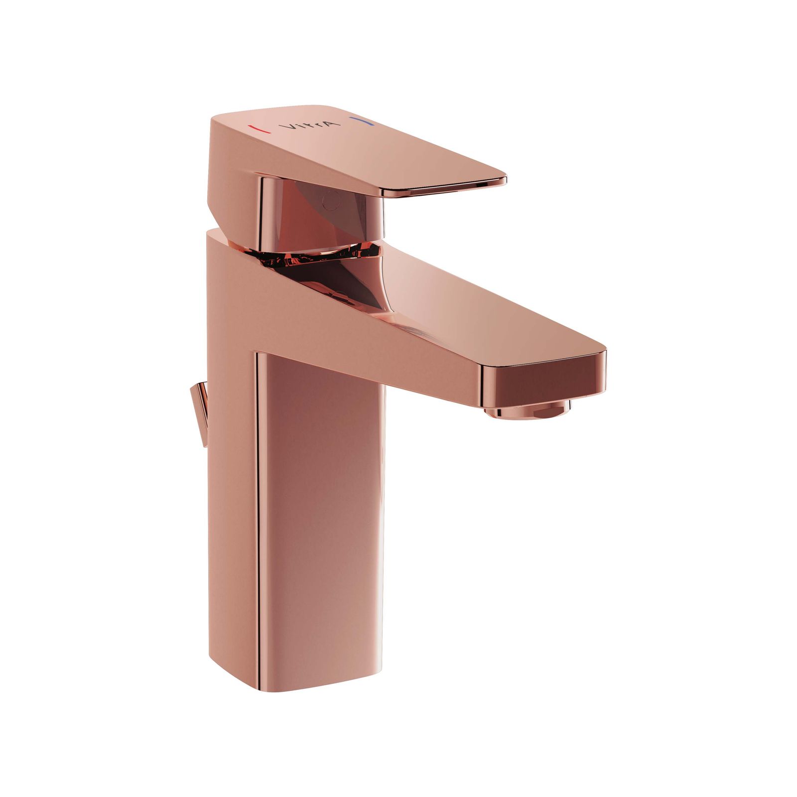 VitrA Bad Waschtisch-Einhebelmischer Root Square Ausladung 140mm, Einlochmontage, mit Ablaufgarnitur, Kupfer