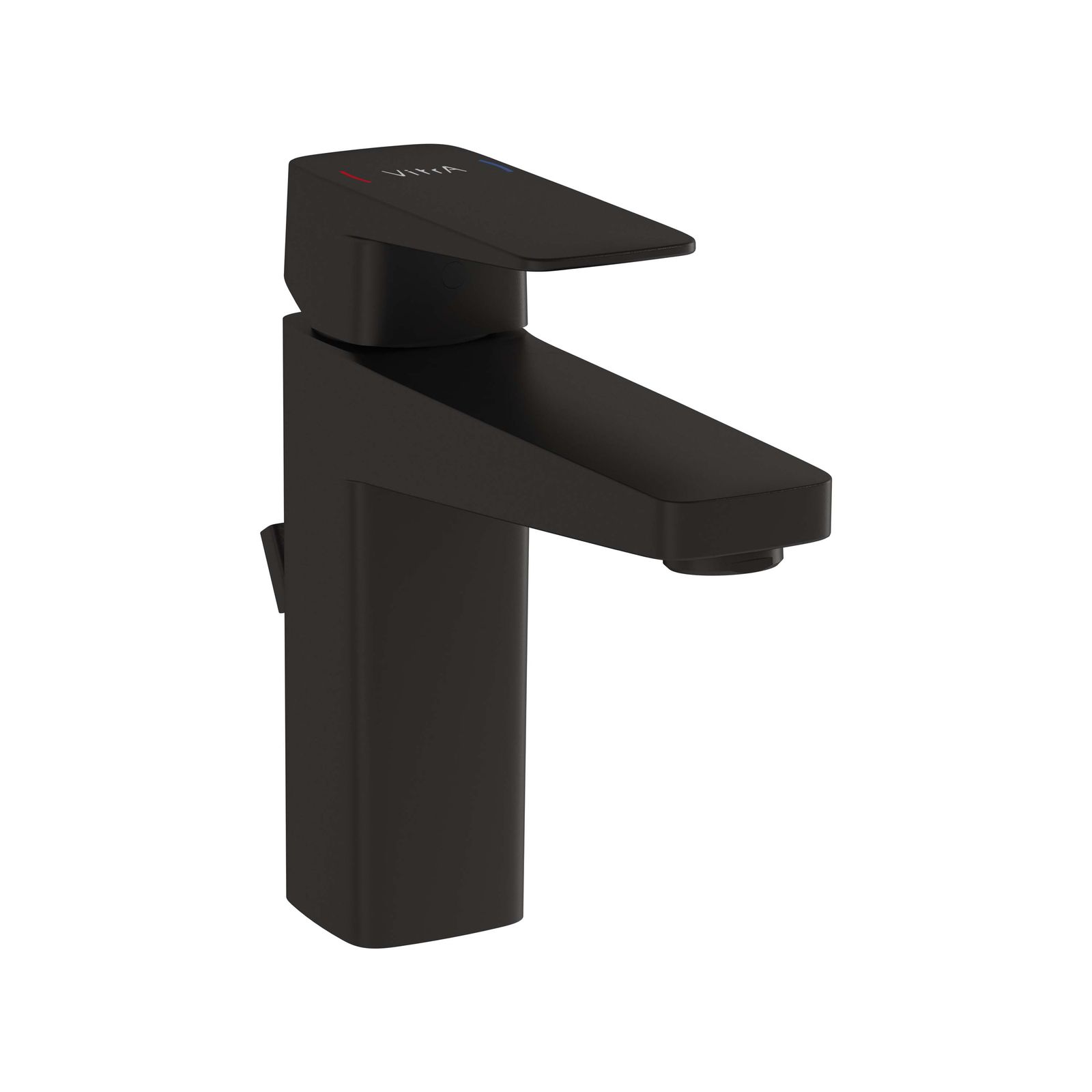 VitrA Bad Waschtisch-Einhebelmischer Root Square Ausladung 140mm, Einlochmontage, mit Ablaufgarnitur, schwarz matt