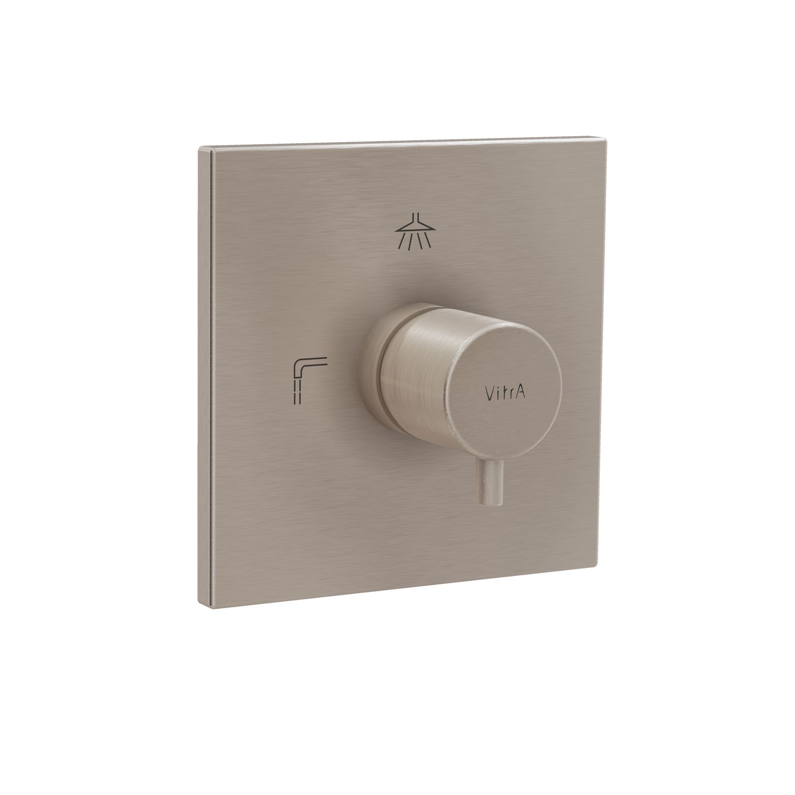 VitrA Bad Fertigmontageset V-Box Flow Square UP-3-Wege Umsteller, Nickel gebürstet
