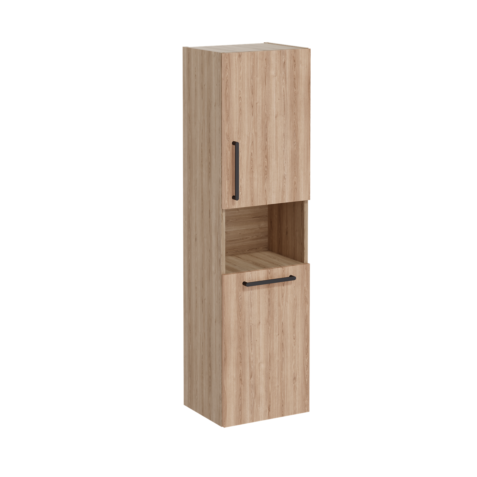 VitrA Bad Hochschrank Root Flat 42x36x155cm, Türanschlag rechts, mit Wäschekorb, Korpus Eiche Natur