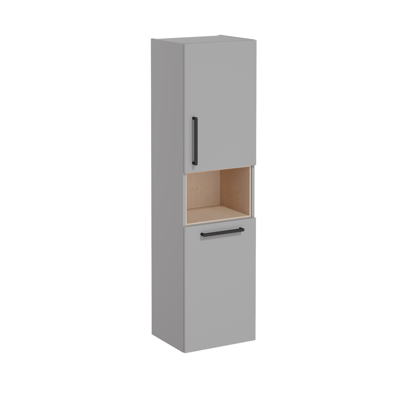VitrA Bad Hochschrank Root Flat 42x36x155cm, Türanschlag rechts, mit Wäschekorb, Korpus Felsgrau Matt