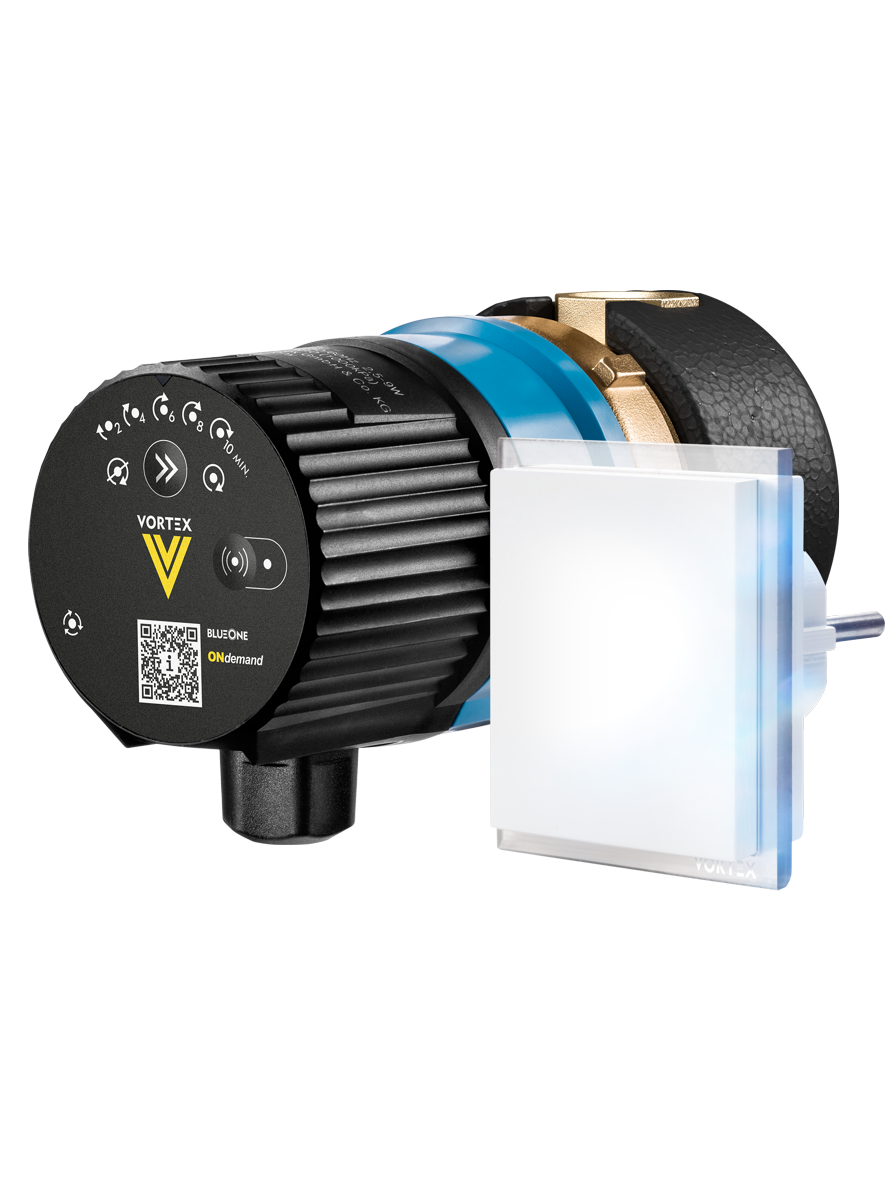 Vortex Trinkwasser-Zirkulationspumpe BWO 155 MA 230 V, ONdemand, mit Funkempfänger und Funkschalter, 1/2" IG, R-Gehäuse