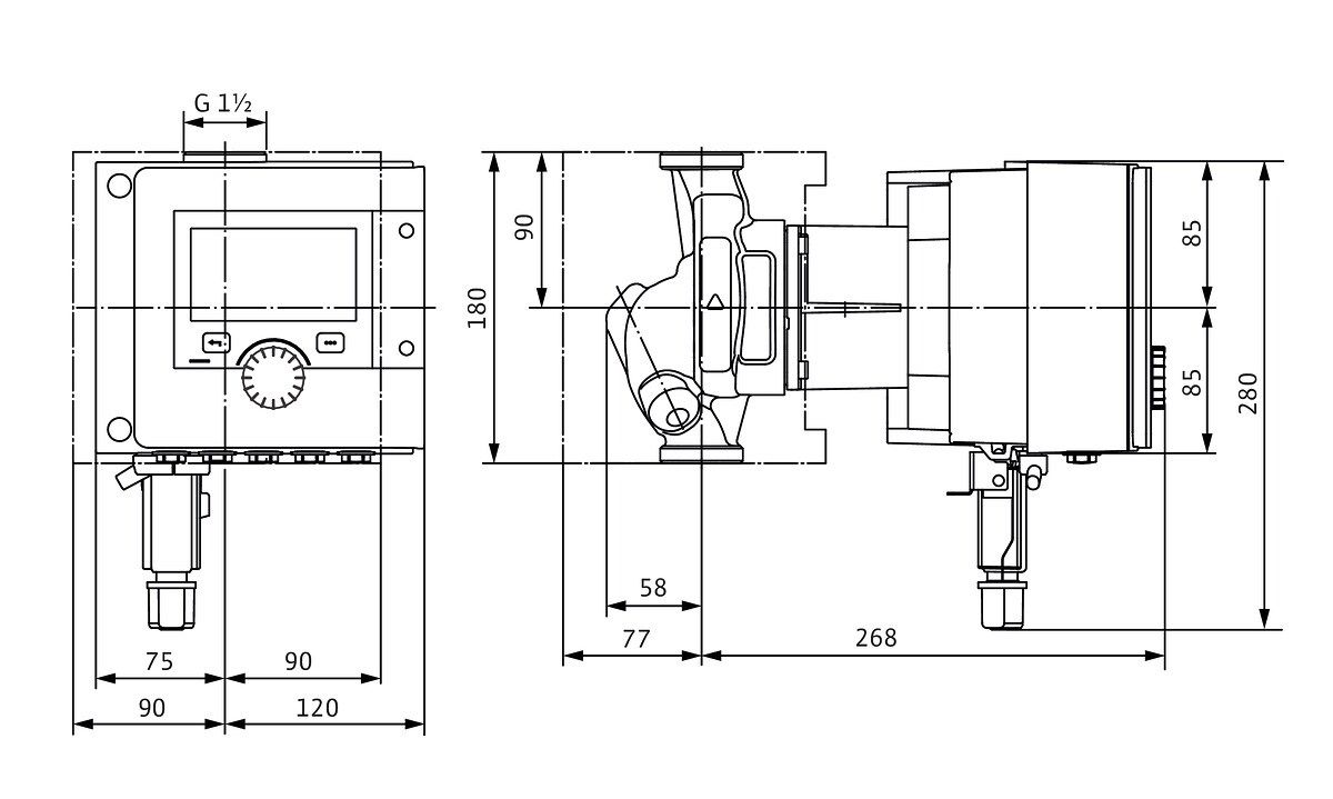 Wilo Nassläufer-Pumpe Stratos MAXO 25/0,5-10, G 1 1/2, PN 10, Verschraubung