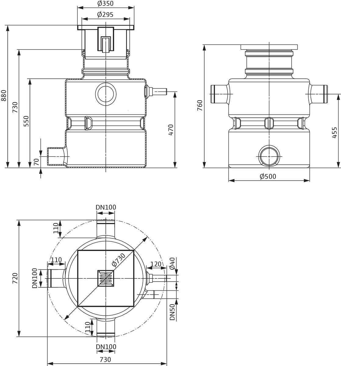 Wilo Schmutzwasser-Hebeanlage DrainLift Box 32/8DS, Unterflur, mit Pumpe und Schaltgerät
