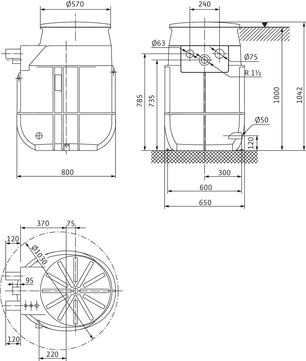 Wilo Schachtpumpstation DrainLift WS 40 E/MTS, 255 l, mit Behälter