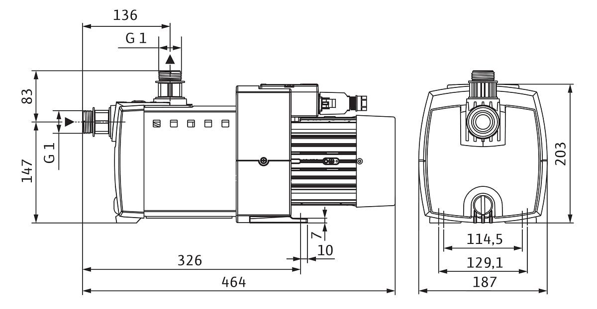 Wilo Kreiselpumpe HiMulti 3 3-45 P/S1, 0,8 kW, selbstansaugend, 230 V