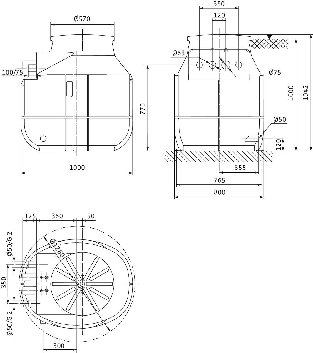 Wilo Schachtpumpenstation DrainLift WS 40/50 Basic 40D, 400 l, 230 V, Kunststoff