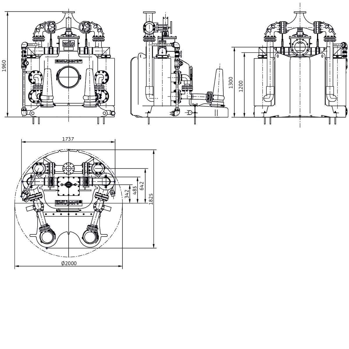 Wilo Abwasser-Hebeanlage EMUport CORE 45.2-25/540