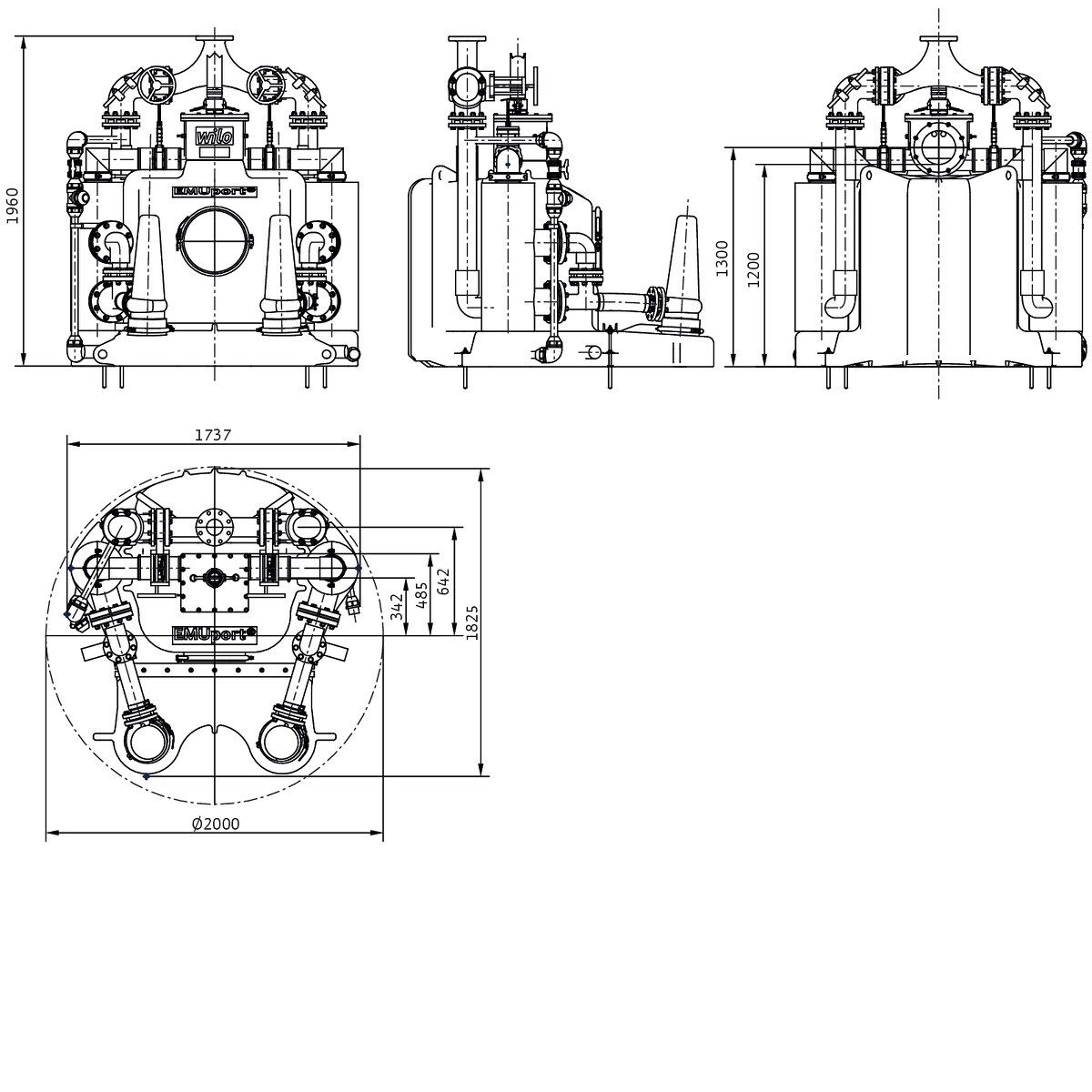 Wilo Abwasser-Hebeanlage EMUport CORE 45.2-25/540