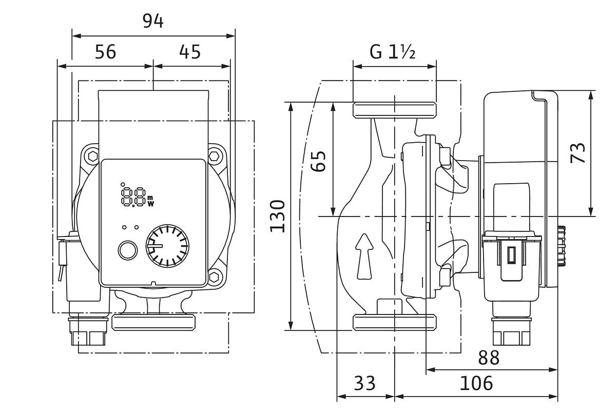 Wilo Hocheffizienz-Pumpe Yonos PICO plus 25/1-8-130, G 1 1/2, 230 V, 50/60 Hz