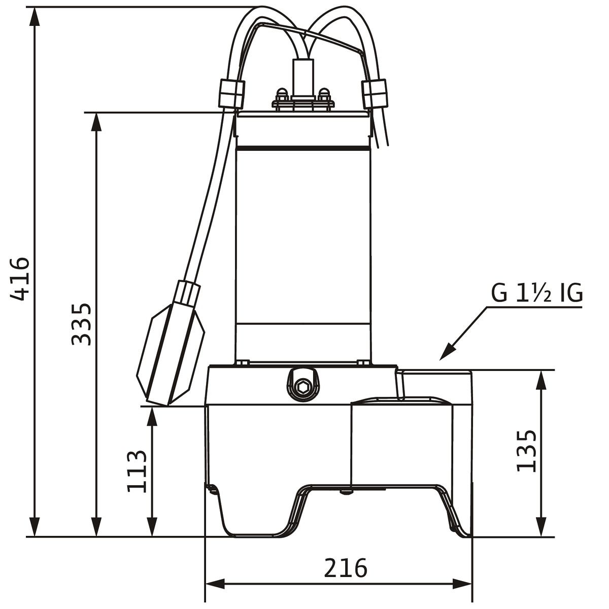 Wilo Abwasser-Tauchmotorpumpe Rexa MINI3 V04.09/T05-540/O-5M, 0,5 kW, 5 m Kabel
