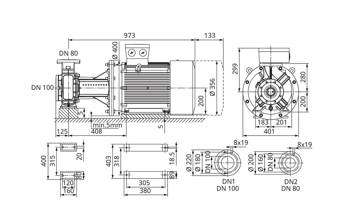 Wilo Trockenläufer-Blockpumpe Atmos GIGA-B 80/220-37/2,DN100,DN80,37kW