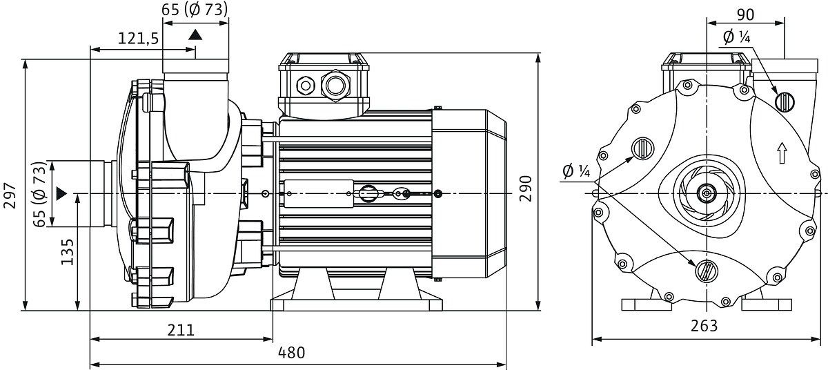 Wilo Trockenläufer-Blockpumpe BAC 40/135-3/2-DM/R-2, 3 kW
