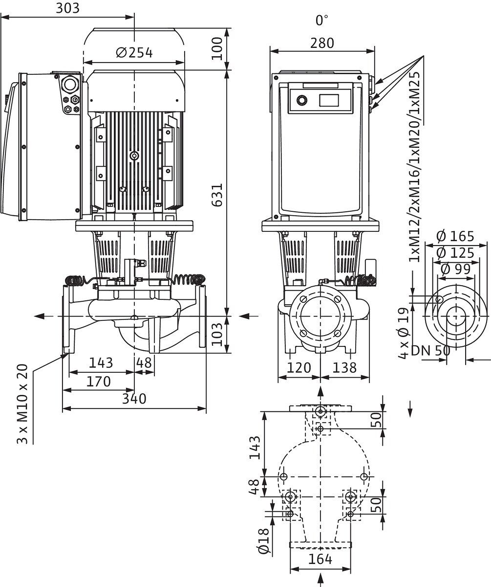 Wilo Trockenläufer-Energiesparpumpe CronoLine IL-E 50/160-5,5/2, 5,5 kW, mit Differenzdruckgeber
