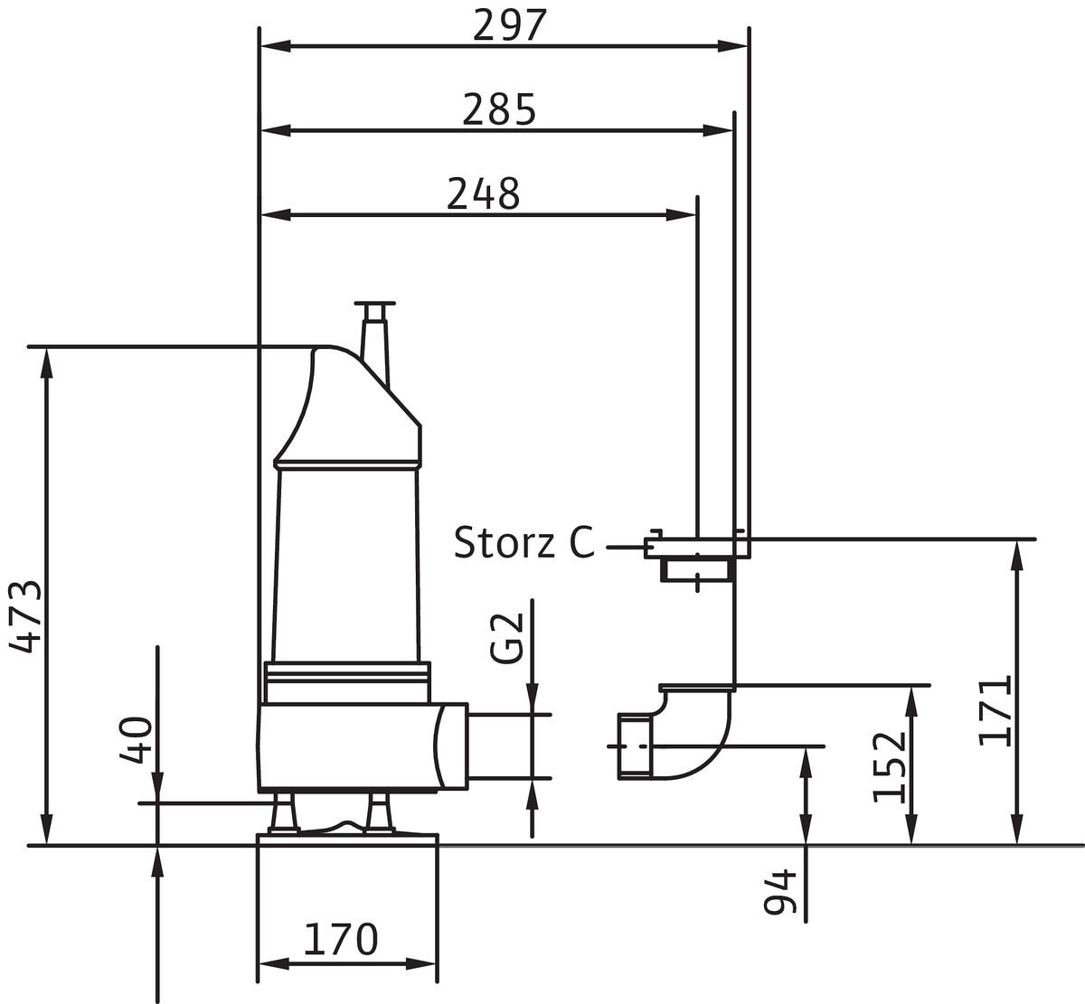 Wilo Schmutzwasser-Tauchmotorpumpe EMU KS 12 D GG, 400 V, 1,3 kW