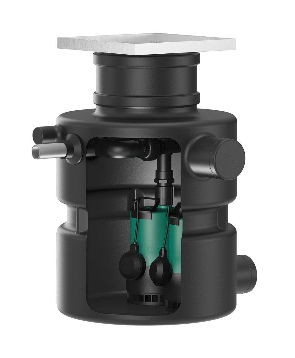 Wilo Schmutzwasser-Hebeanlage DrainLift Box 32/8DS, Unterflur, mit Pumpe und Schaltgerät