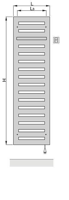 Zehnder Design-Elektroheizkörper Metropolitan Bar MEPE-180-060/GD, 1750 x 600 mm, Telegrey 2, RAL 7046